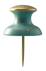This unique teal and gold pushpin has an aged look, ready for your project