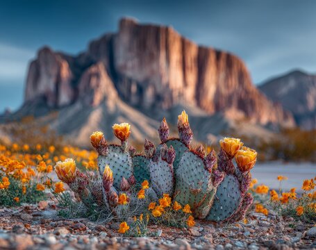Big Bend National Park in Texas is where a sandy pink dusk descends upon the Chisos Mountains