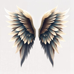 Obraz premium Stylized illustration of intricate angel wings with a gradient color palette 
