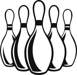 Vector logo bowling, pin icon, sport strike, Esport vector logo game side view, alley symbol, recreational sticker competition
