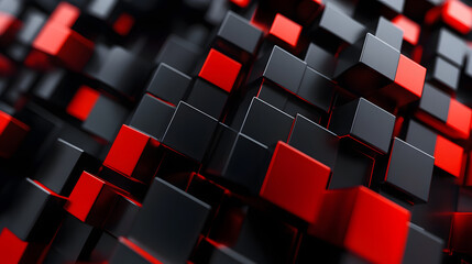 Fototapeta premium 3d rendering of black and red abstract geometric background. Scene for advertising, technology, showcase, banner, game, sport, cosmetic, business, metaverse. Sci-Fi Illustration. Product display