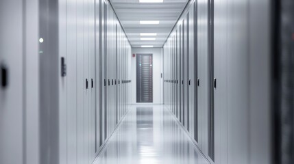 Modern server room hallway