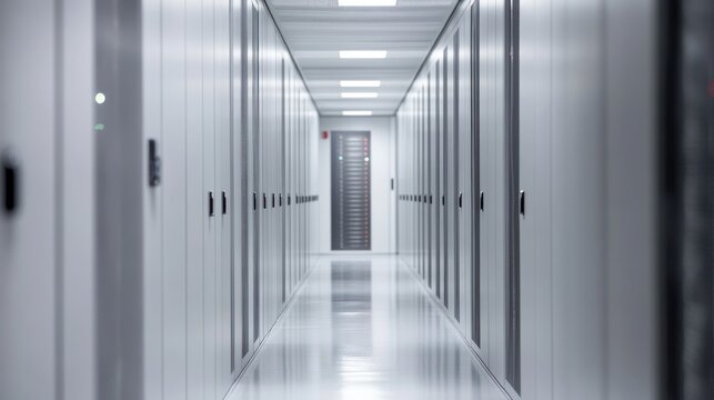 Modern server room hallway