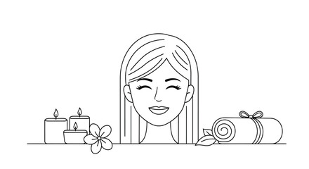 Spa and Wellness Line Art - Simple Vector Illustration