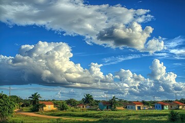 Third World Country. Authentic Cuban Townscape with Charming Cityscape and Blue Skies