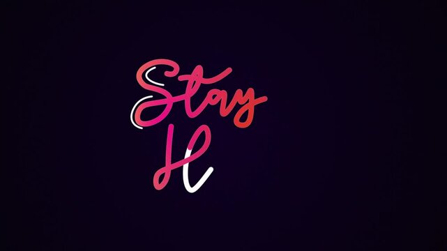 Hand drawn calligraphy monoline vintage text stay home on background. Calligraphy lettering animation for Day, video Full HD, stay home One line continuous animated typography free day 
