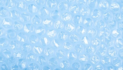 Soft blue bubble wrap sheet macro with crinkled surface detail