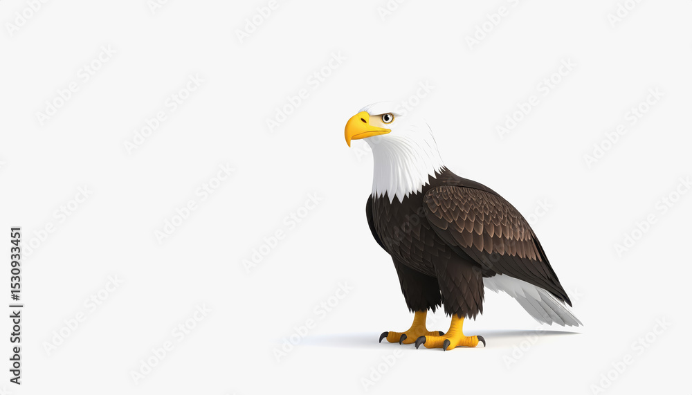 Poster majestic and inspiring 3d sea eagle bird displayed on a spotless white background with space for tex