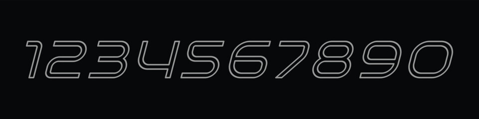 Tech beautiful elegant numerals. Vintage and old school retro typographic. Vector Illustration numbers.