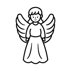 Christmas Angel Line Art Vector Illustration