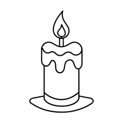 Christmas Candle Line Art Vector Illustration