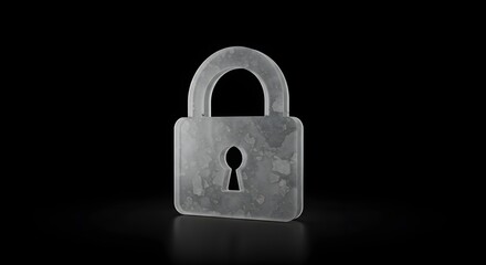 3D Padlock Illustration on Black Background - Security Concept