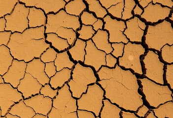 Dry, cracked earth surface showing deep fissures and crevices,  rough,  fissure