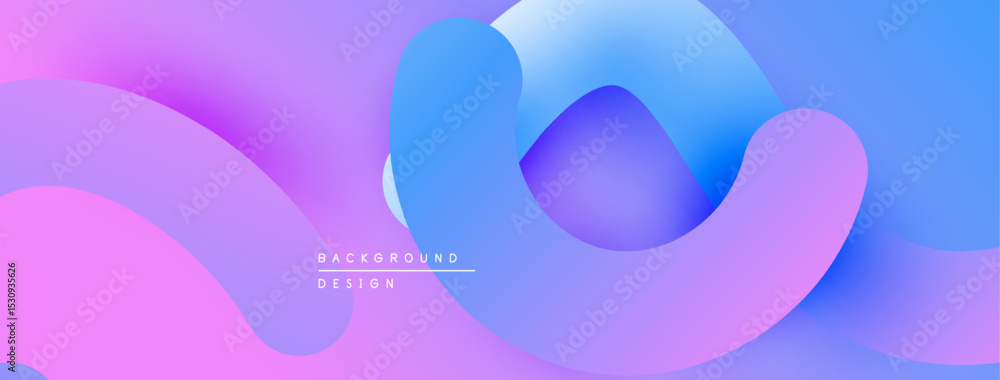 Poster abstract fluid shapes blend purple, blue hues. gradient background creates modern design element. mi