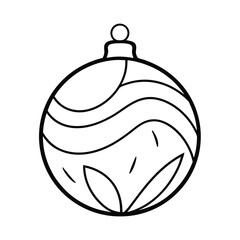 Christmas Ornament Ball Line Art Vector Illustration