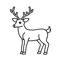 Christmas Reindeer Line Art Vector Illustration