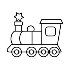 Christmas Toy Train Line Art Vector Illustration