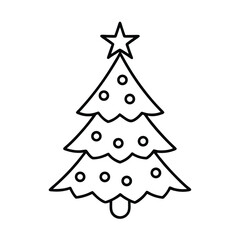 Christmas Tree Line Art Vector Illustration