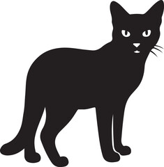 Black cat silhouette bold simple design, Clean feline graphic illustration