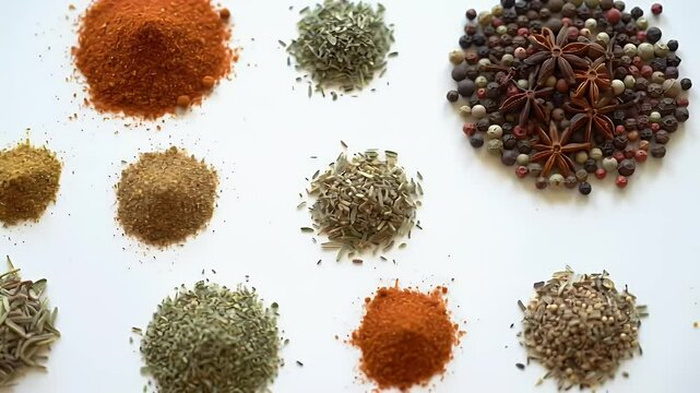 Aromatic Spice Assortment: Culinary Ingredients on White