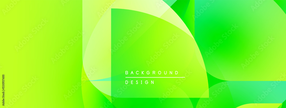 Aufkleber Bright green abstract background. Overlapping shapes create dynamic visual effect. Modern design suitable for digital projects.