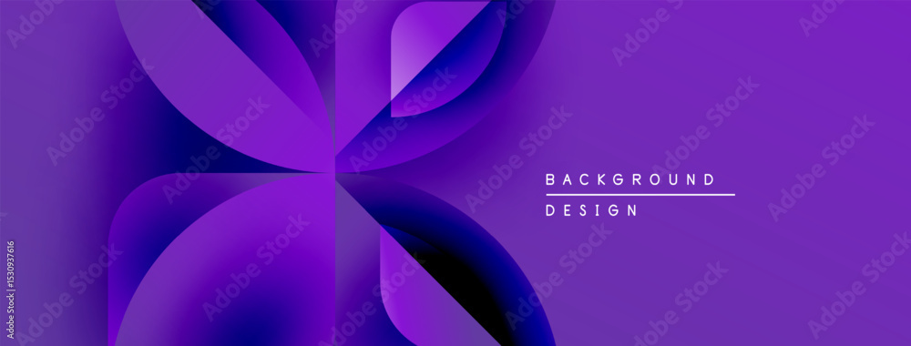 Aufkleber Abstract purple design features overlapping curved shapes. Gradient creates dynamic visual effect. Text reads background design.