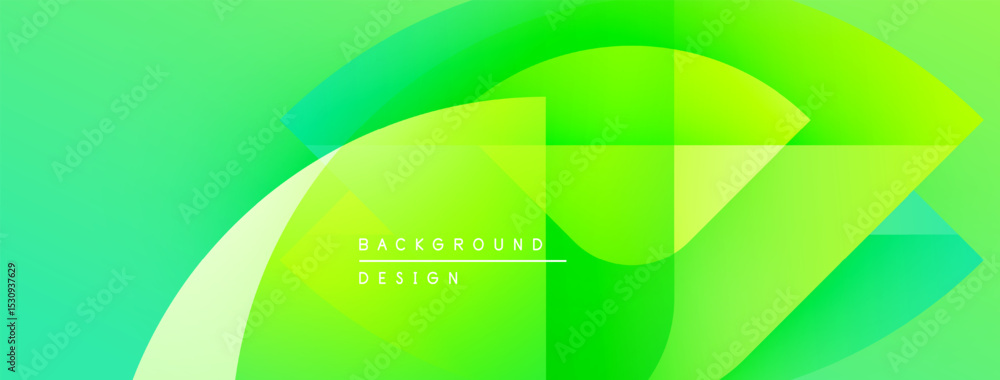 Aufkleber Abstract green gradient design. Geometric shapes overlap creating dynamic visual effect. Text reads background design. Modern, vibrant composition.