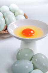 Close-up of free range eggs and egg yolk