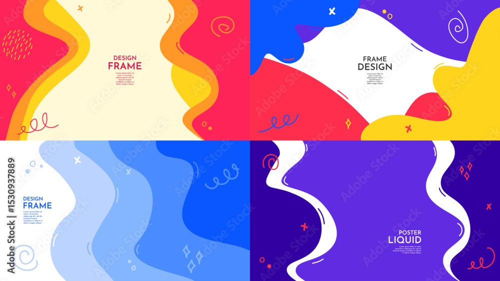 Fototapete vector illustration. colorful childish background. hand drawn wavy shapes, scribbles and lines. desi