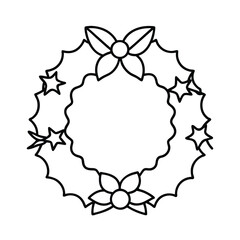 Christmas Wreath Line Art Vector Illustration