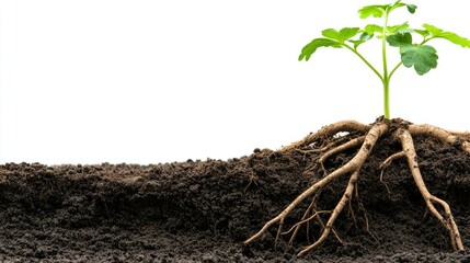 Fototapeta premium Seedling Growth: Roots and Soil