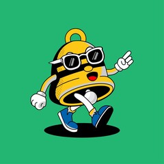 Trendy Christmas Bell Character Vector Illustration