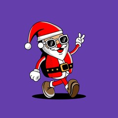 Trendy Christmas Santa Claus Vector Illustration