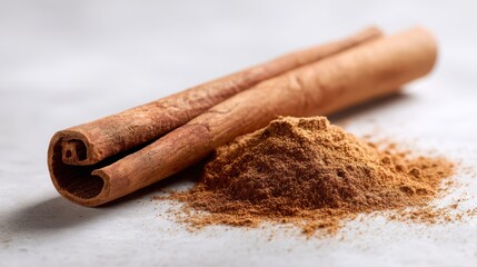 Cinnamon sticks and ground cinnamon powder