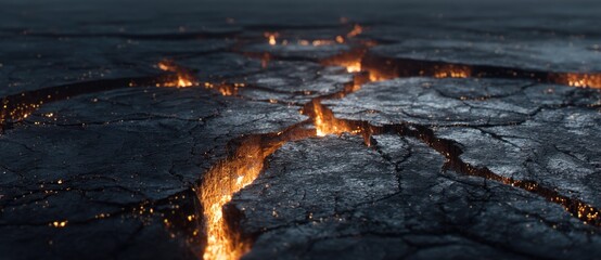 Cracked ground with glowing lava beneath surface