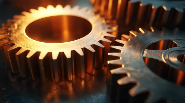 Close up image of interlocking gears highlighting metalwork in engineering