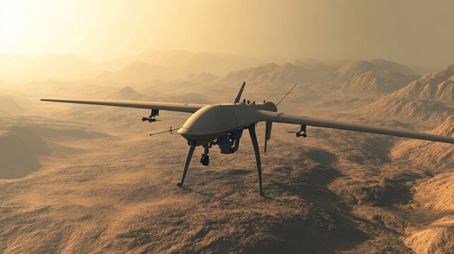 Drone in desert landscape