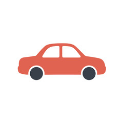 Fototapeta premium A stylized, simplified illustration of a terracotta-colored car with black tires on a white background