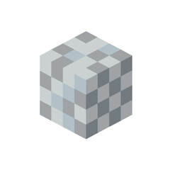 Obraz premium Isometric tower formed from light & dark gray gradient squares on a white background