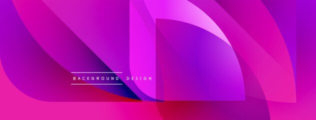 Abstract vibrant background. Overlapping shapes create dynamic, flowing composition. Pink, purple, blue hues dominate design. Modern aesthetic.