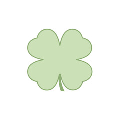 Simple light green four-leaf clover on white