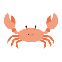 Fototapeta premium Cartoon crab with a cute smile and raised claws. Ready to pinch
