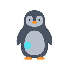 Naklejka premium Cartoon illustration of a simplified, flat-design penguin with blue spot on its gray tummy