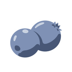 Two stylized blueberries rendered in a blue tone against a pure white background