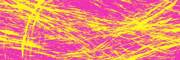 Neon colored urban punk background with halftone texture, paint drops and splashes. Bright pink and yellow colored banner design. Modern grunge background with hand drawn brush strokes.
