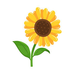 Colorful sunflower illustration featuring detailed petals and leaves, perfect for nature-themed designs.
