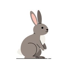 Obraz premium A minimalist illustration of a grey rabbit with pink inner ears on a white background