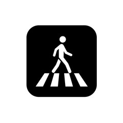 Pedestrian walking icon on striped crosswalk sign design  