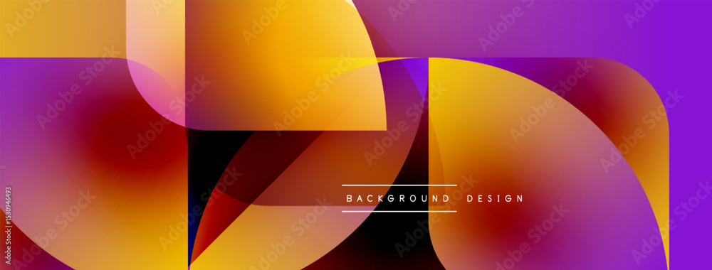 Aufkleber Abstract vibrant design. Overlapping shapes create dynamic colorful composition. Modern aesthetic, gradients present smooth transitions.