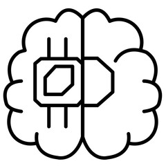 brain chip cyberpunk icon